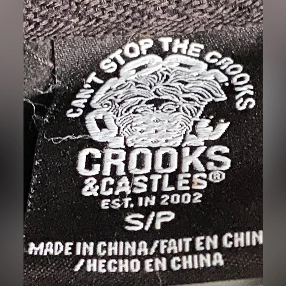 CROOKS & CASTLES Black Logo Hoodie Kangaroo Pocket Sweatshirt Sz Small - Picture 8 of 10